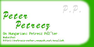 peter petrecz business card